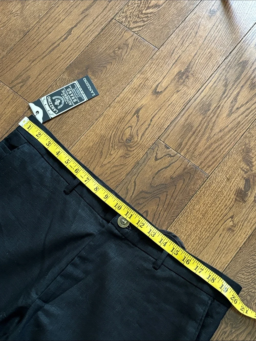 New NWT LANZZINO Mens Black Linen blend Dress Pants Classic Straight Fit Size 38